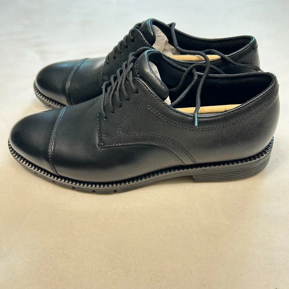 Cole Haan FlexGrand360 Plain Toe Derby Oxford Shoes Mens 7.5 Black Leather Lace